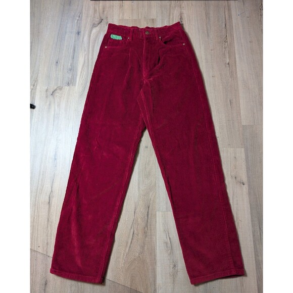 Empyre Tori Red Corduroy Skate 90s Y2K Pants Size 6 Pleated Wine Corduroy Grunge - Picture 3 of 11